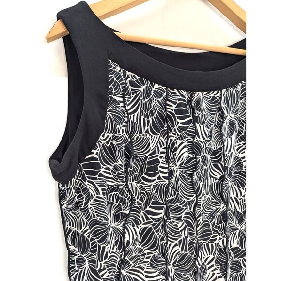 Perceptions New York Women Black and White Floral Design Sleeveless Dress Sz 12 - Picture 2 of 9